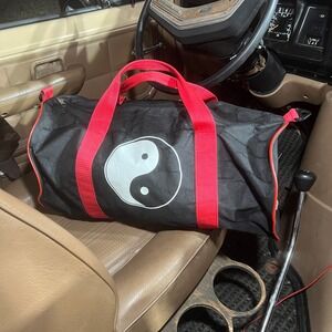 VTG 90s Yin Yang Duffel Bag Black Red Grunge Gym Carry-On Graphic‎ Canvas Travel